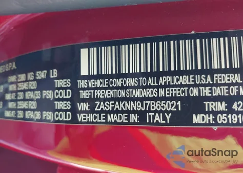 2018 Alfa Romeo Stelvio Ti Sport Awd из США, поврежденный, VIN ZASFAKNN9J7B65021